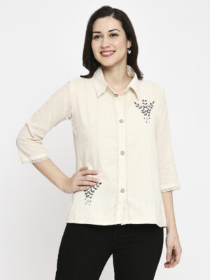 Pure Cotton Khadi Collar Neck Designer Shirt