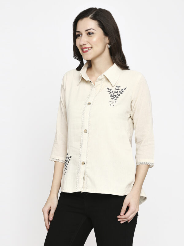 Pure Cotton Khadi Collar Neck Designer Shirt - Image 2