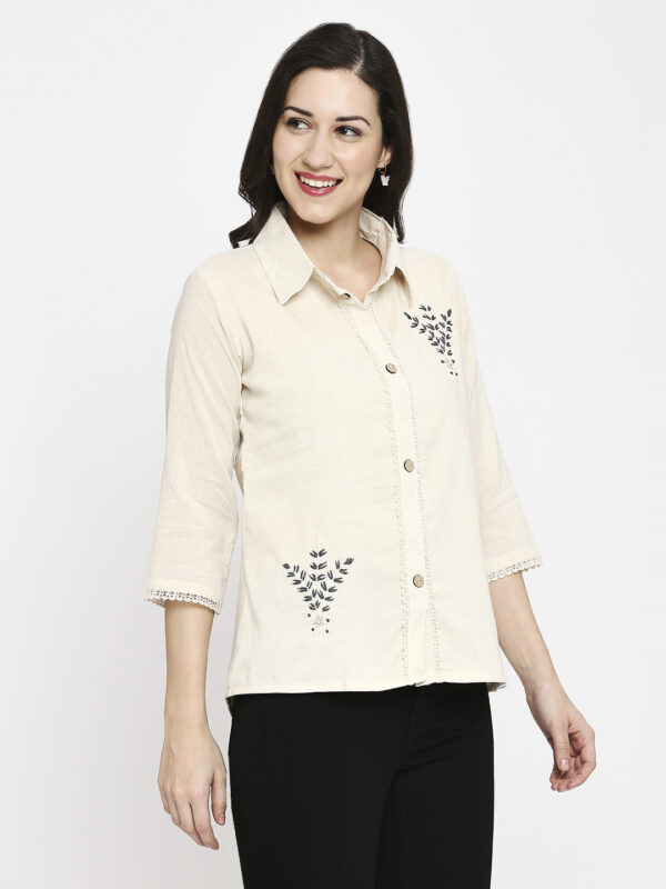 Pure Cotton Khadi Collar Neck Designer Shirt - Image 3