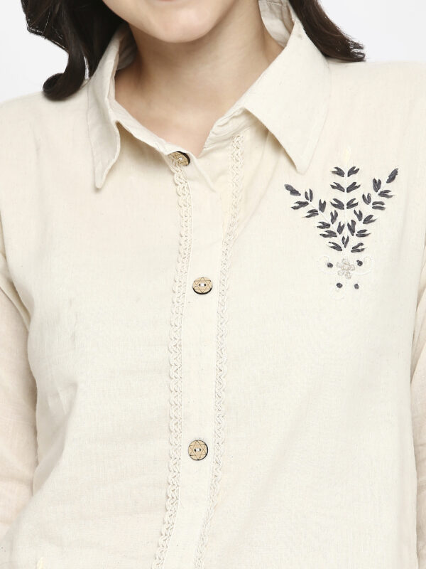 Pure Cotton Khadi Collar Neck Designer Shirt - Image 5