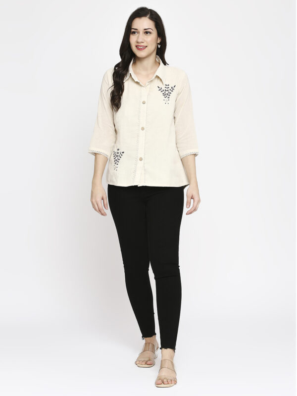 Pure Cotton Khadi Collar Neck Designer Shirt - Image 6