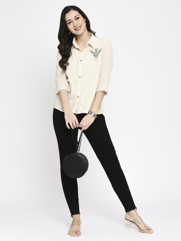 Pure Cotton Khadi Collar Neck Designer Shirt - Image 7