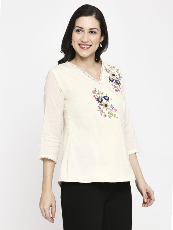 Pure Cotton Khadi Embroidered Tunic - Image 3