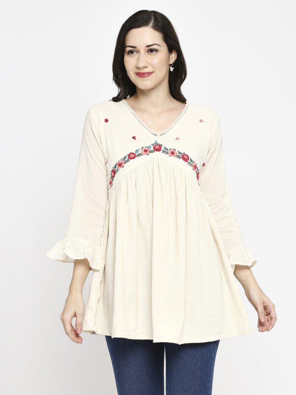 Embroidered Khadi Cotton Top
