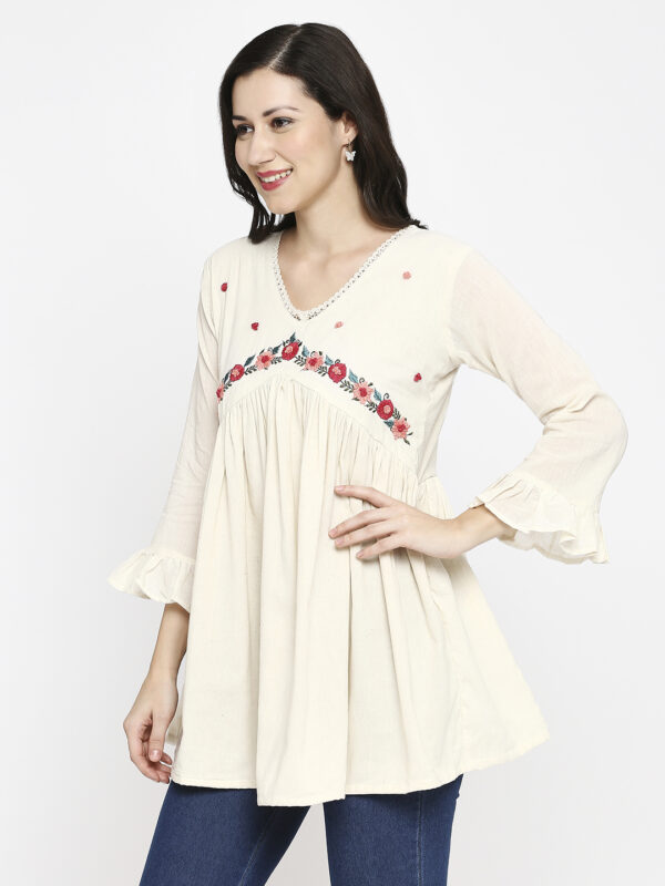 Embroidered Khadi Cotton Top - Image 2