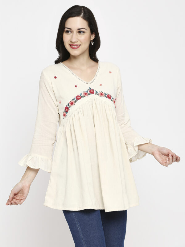 Embroidered Khadi Cotton Top - Image 3