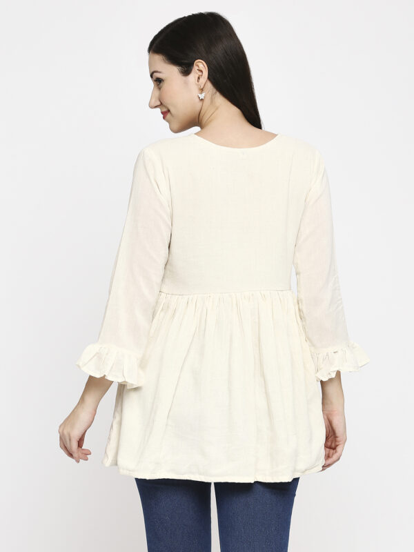 Embroidered Khadi Cotton Top - Image 4