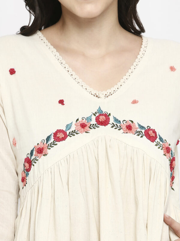 Embroidered Khadi Cotton Top - Image 5