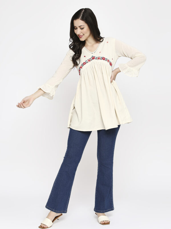 Embroidered Khadi Cotton Top - Image 6