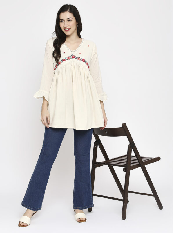 Embroidered Khadi Cotton Top - Image 7