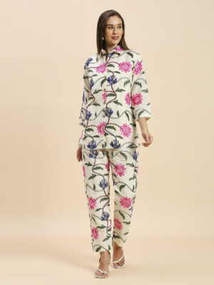 Khadi Cotton Pink Colorful Designer Co Ord Set