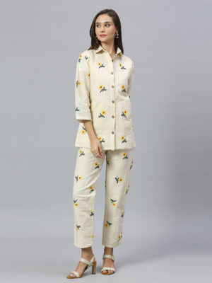 Khadi Cotton Yellow Sunflower Co-ord Set