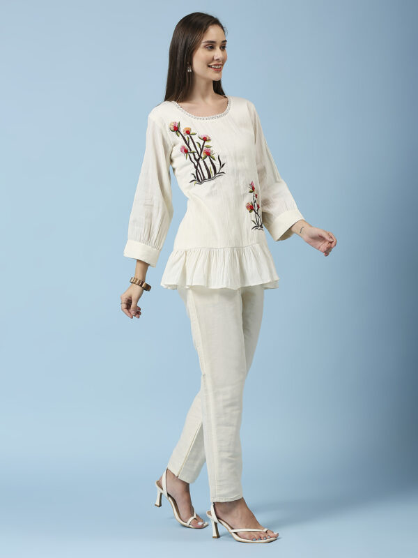 Elegant Embroidered Khadi Co-ord Set - Image 3