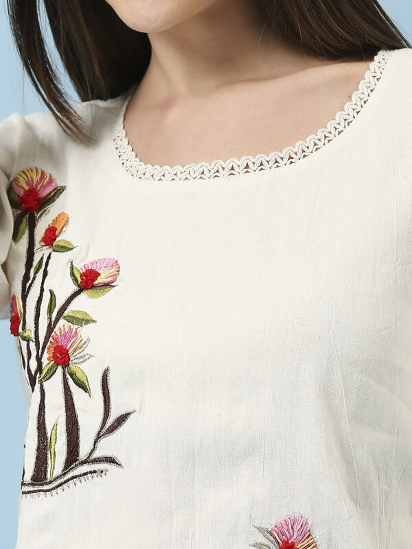 Elegant Embroidered Khadi Co-ord Set - Image 5