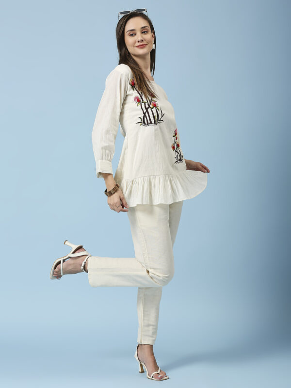 Elegant Embroidered Khadi Co-ord Set - Image 6