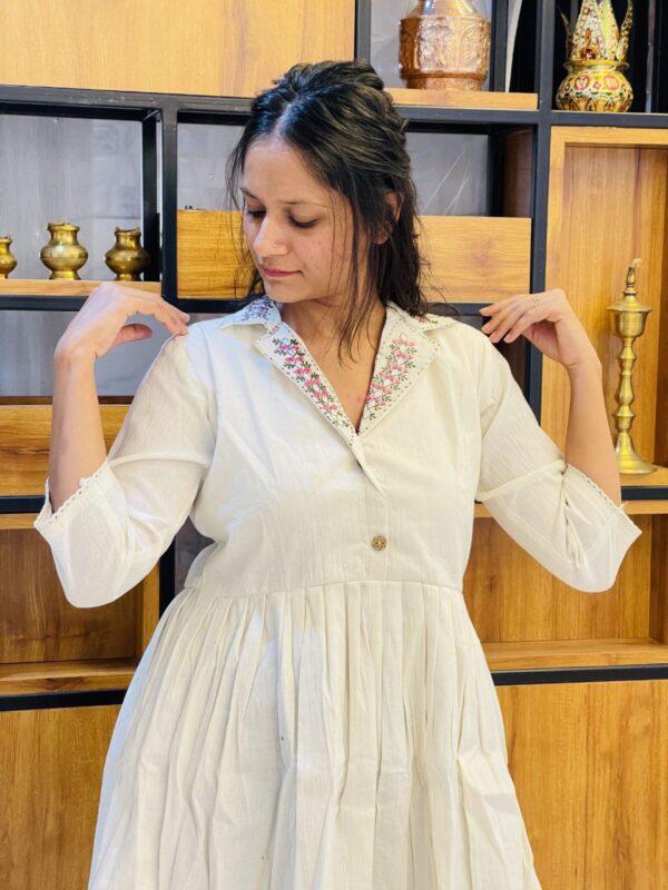 Elegant Mirror Work Collar Designer Top - Image 2