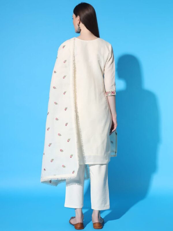Khadi Pure Cotton Elegance Kurti Pant And Duppta Set - Image 3