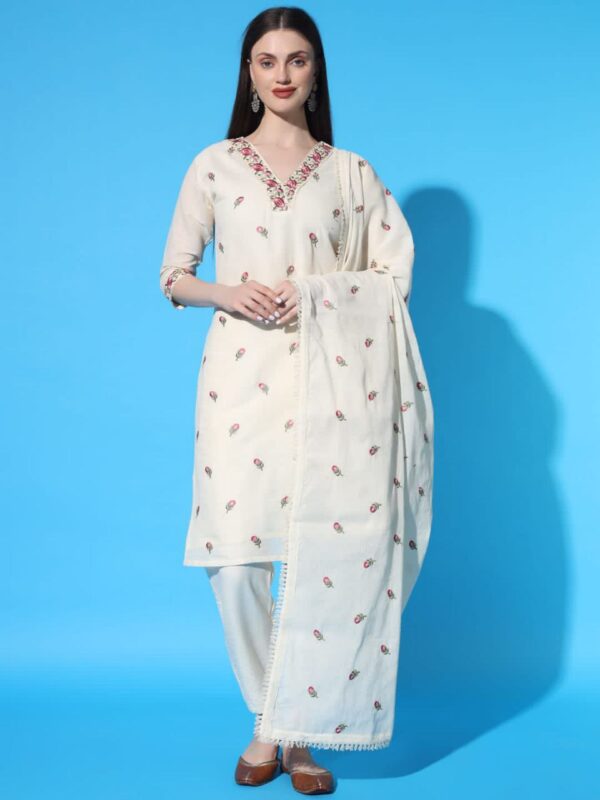 Khadi Pure Cotton Elegance Kurti Pant And Duppta Set - Image 4