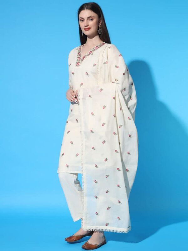 Khadi Pure Cotton Elegance Kurti Pant And Duppta Set - Image 5