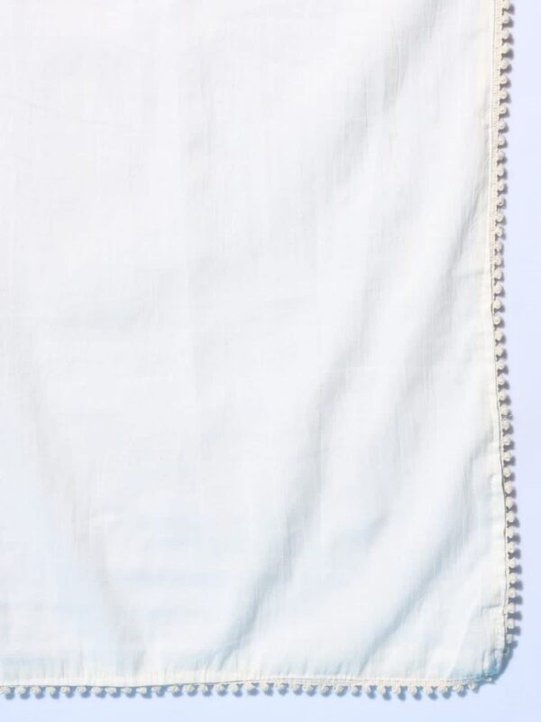 Khadi Cotton Hand Work Kurti Pant and Dupatta Set - Image 8