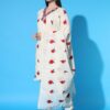 Red Flower Khadi Cotton Designer Kurti Pant Set - Image 3