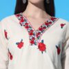 Red Flower Khadi Cotton Designer Kurti Pant Set - Image 5