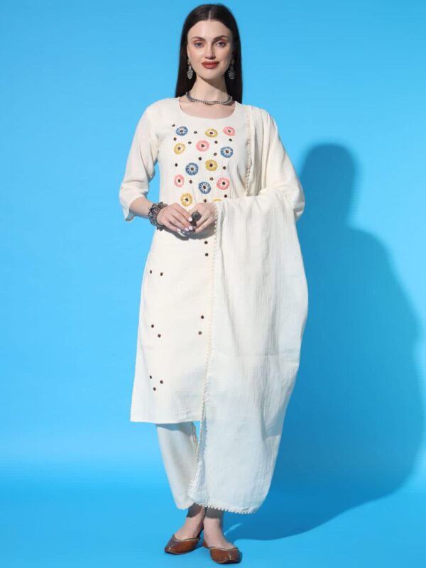 Round Design Kurti Pant and Dupatta Set - Image 7