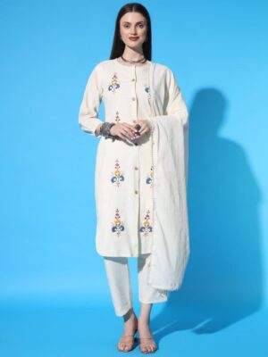 Khadi Cotton Designer Kurti Pant Dupatta Set