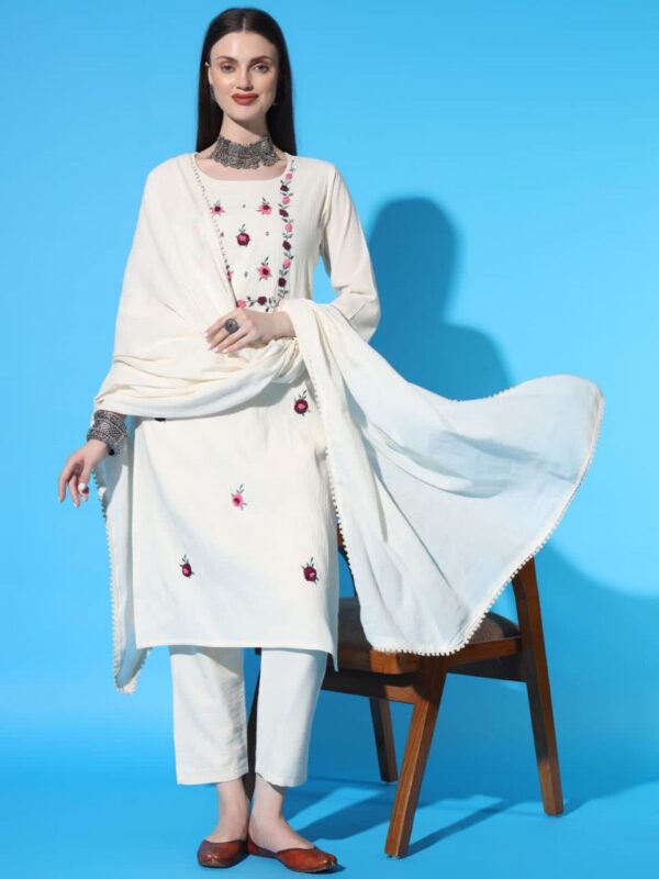 Exclusive Pure Cotton Khadi Embroidered Dress - Image 2