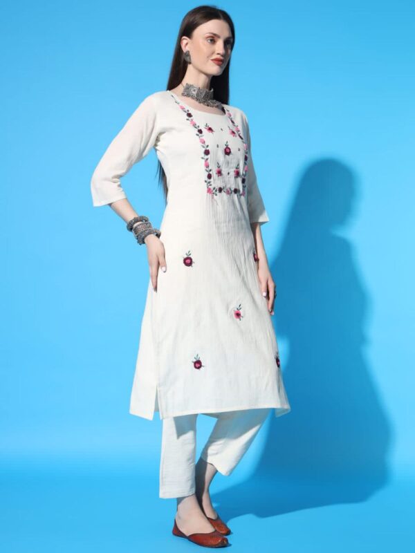 Exclusive Pure Cotton Khadi Embroidered Dress - Image 4