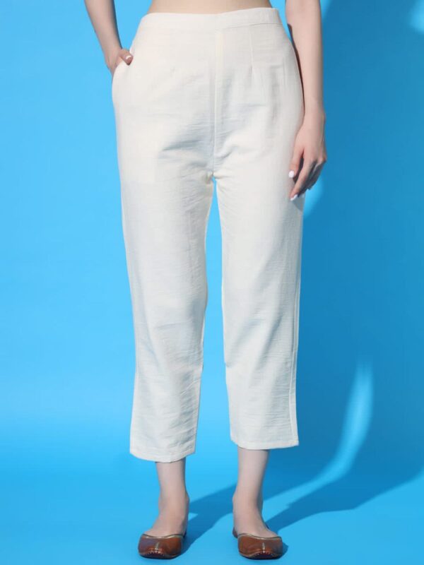 Elegance in Khadi Embroidered Cotton Kurti Pant And Duppta Set - Image 6