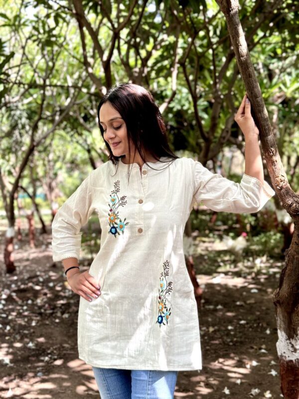 Embroidered Khadi Cotton Summer Top - Image 2