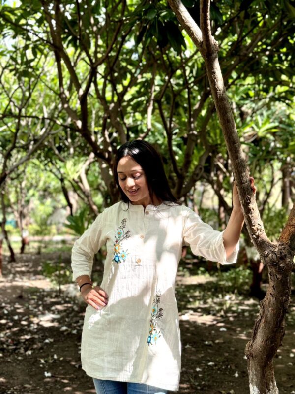 Embroidered Khadi Cotton Summer Top - Image 3