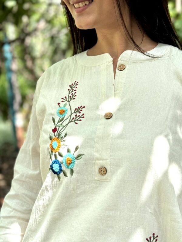 Embroidered Khadi Cotton Summer Top - Image 4
