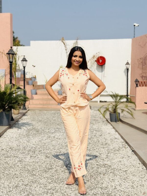 Peach Khadi Cotton Desginer Co-ord Set - Image 5