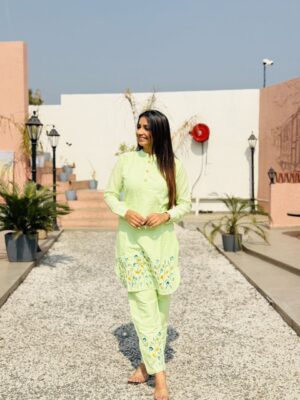 New Arrival Special Wedding Season Collection Colorful Pista Green Co-ord Sets