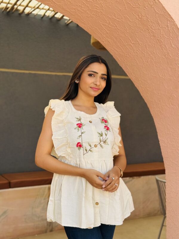 Elegant Embroidered Cotton Top - Image 5