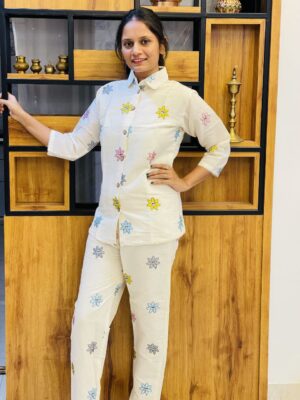 Pure Cotton Khadi Embroidered Co-ord Set