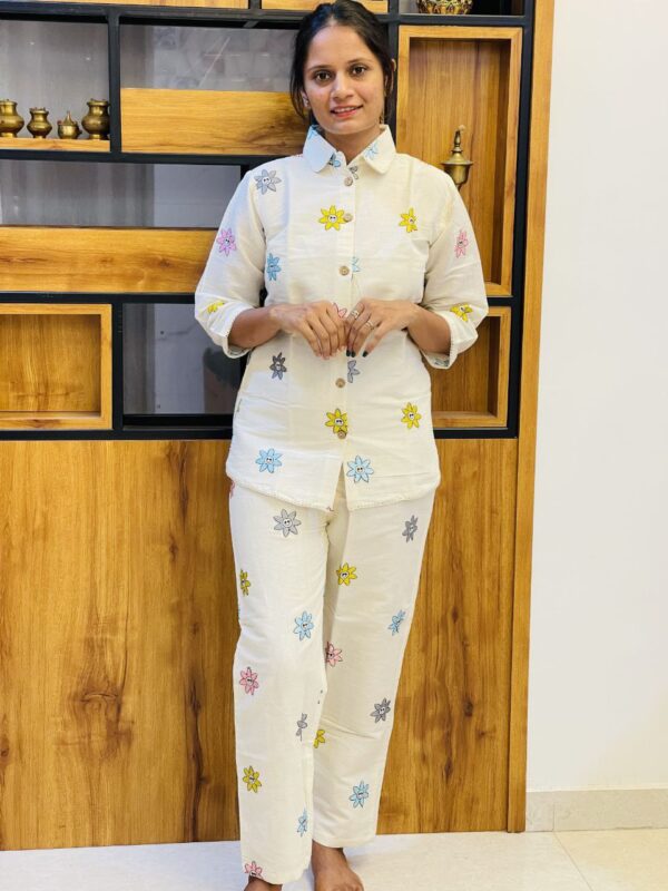 Pure Cotton Khadi Embroidered Co-ord Set - Image 3