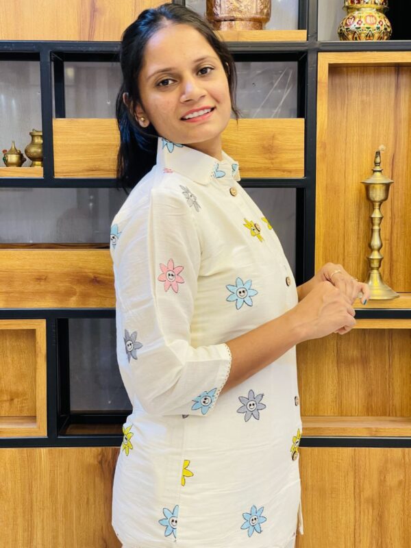 Pure Cotton Khadi Embroidered Co-ord Set - Image 4