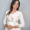 Pure Khadi Cotton Threads Work Full Flair Dress - Image 2