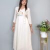 Pure Khadi Cotton Threads Work Full Flair Dress