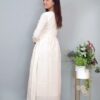 Pure Khadi Cotton Threads Work Full Flair Dress - Image 4