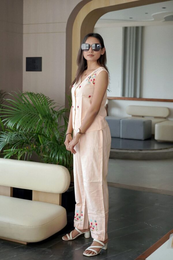 Peach Khadi Cotton Co-ord Set - Image 2