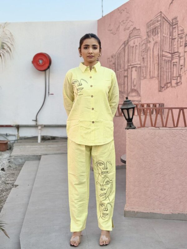 Sunshine Yellow Colour Khadi Co-ord Set - Image 5