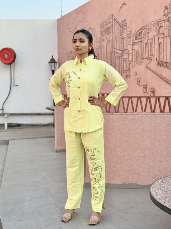 Sunshine Yellow Colour Khadi Co-ord Set - Image 7