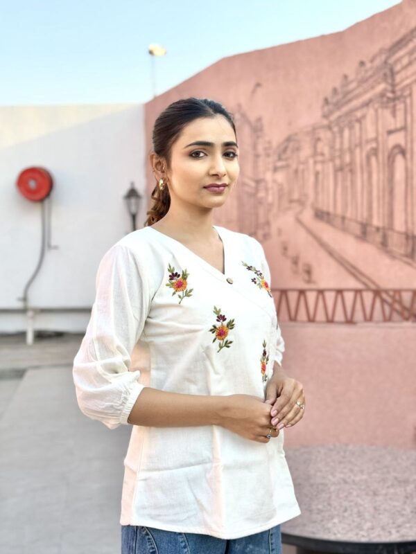 Elegant Khadi Cotton V-Neck Top