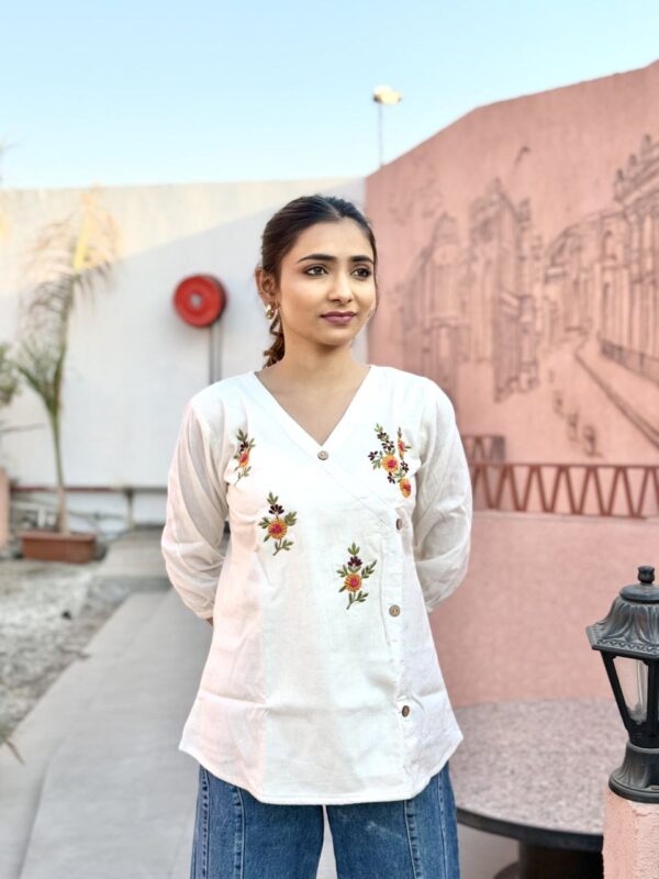 Elegant Khadi Cotton V-Neck Top - Image 5