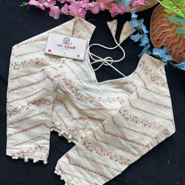 Pure Camric Khadi Cotton Fabric Desginer Blouse - Image 3
