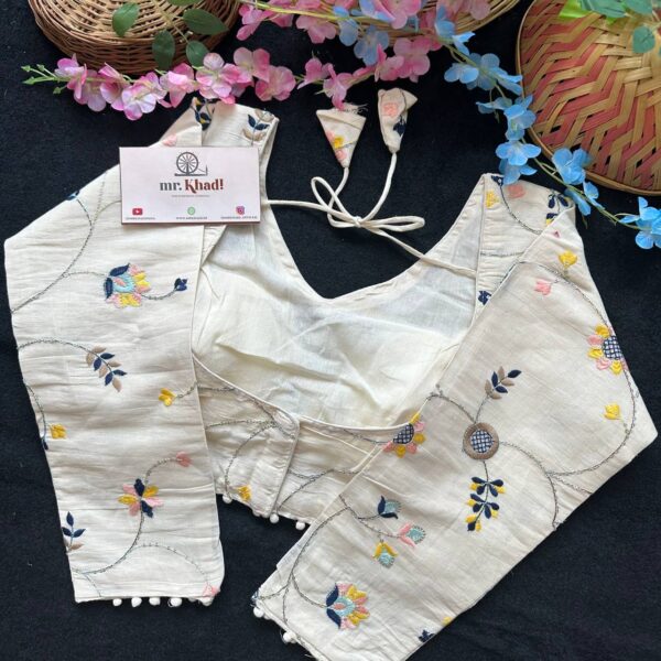 Pure Camric Khadi Cotton Desginer Blouse - Image 3